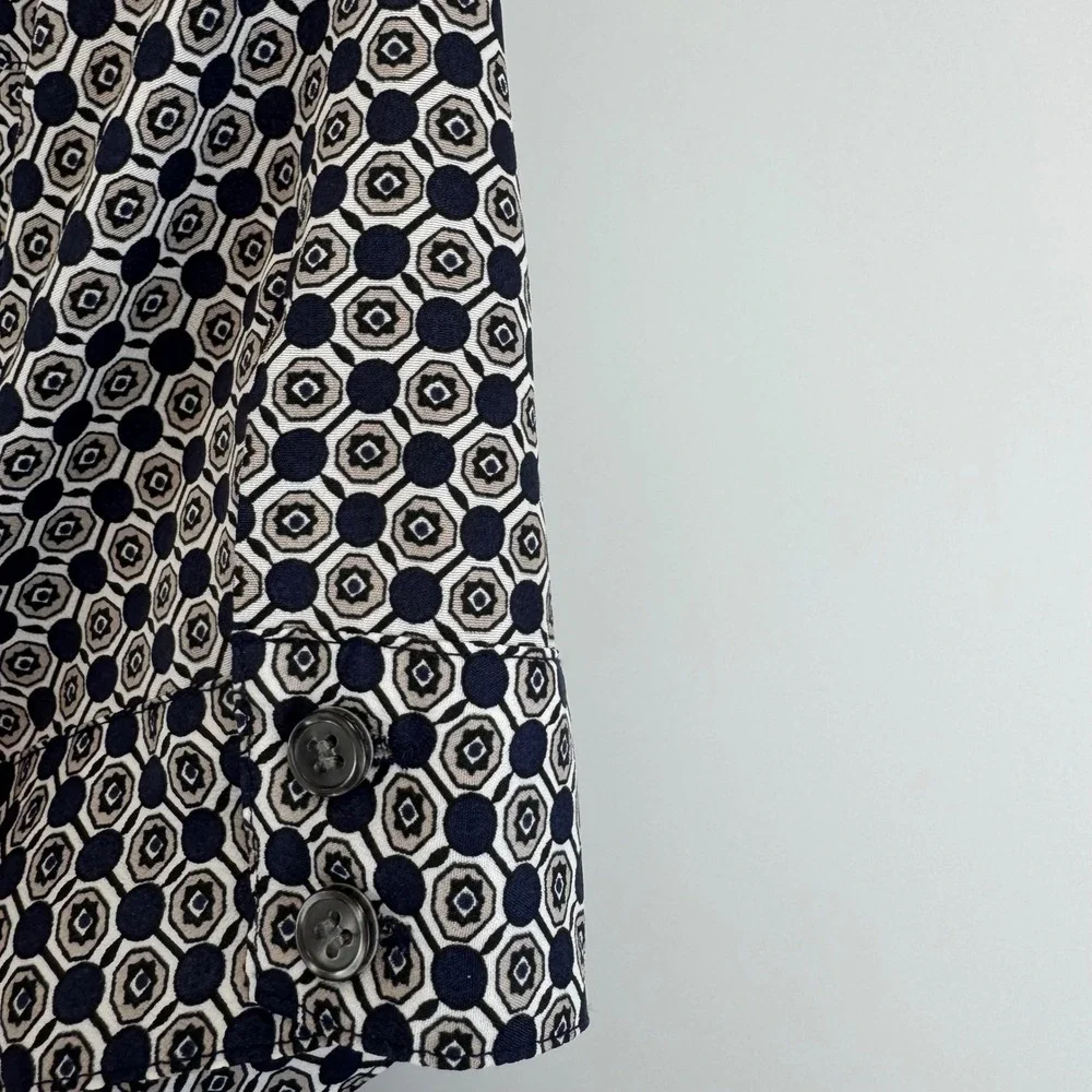 J.Crew Dress Women's 00 Navy Geometric Shirt Dress Sheath‎ Mini